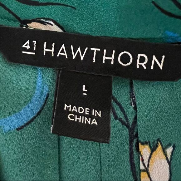 41 Hawthorn Green Floral Trina Bell Sleeve Blouse size Large - Picture 5 of 10